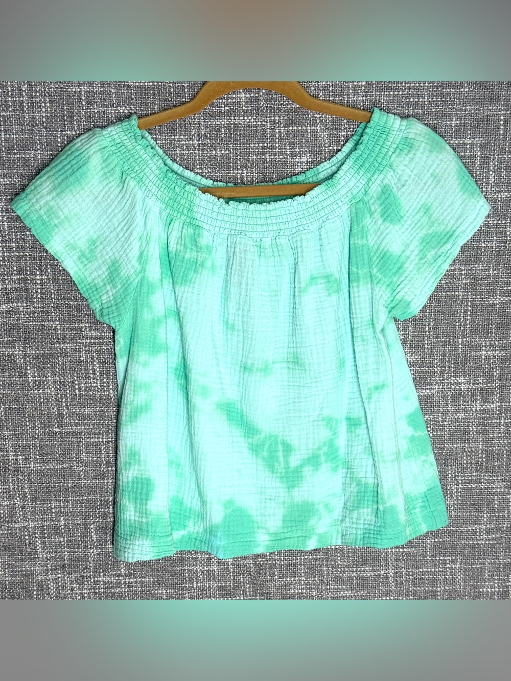bobi Green Tie-Dye Cotton Gauze Top